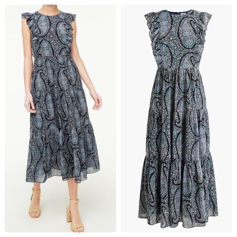 J.Crew Tiered Ruffle Paisley Maxi Dress